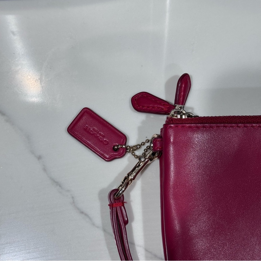 Coach • Wristlet Wallet • Red/Burgundy • Corner Zipper - Picture 3 of 15